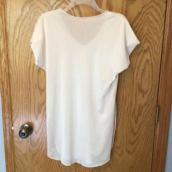 Sheer Satin Feel Cream Color Nightshirt - Picture 2 of 3